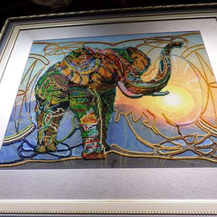 DIY Bead Embroidery Kit "Mosaic elephant" 16.5"x13.4" / 42.0x34.0 cm
