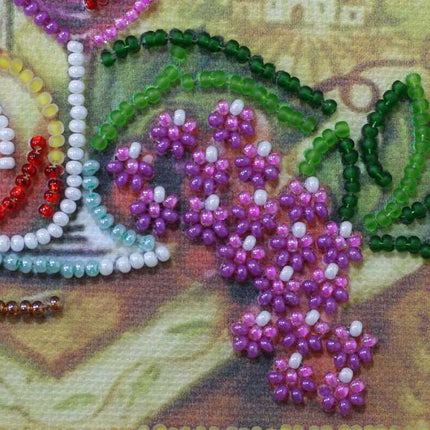 DIY Bead Embroidery Kit "Grapes and vine"  5.9"x5.9" / 15.0x15.0 cm