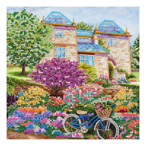 Canvas for bead embroidery "Country walk" 7.9"x7.9" / 20.0x20.0 cm