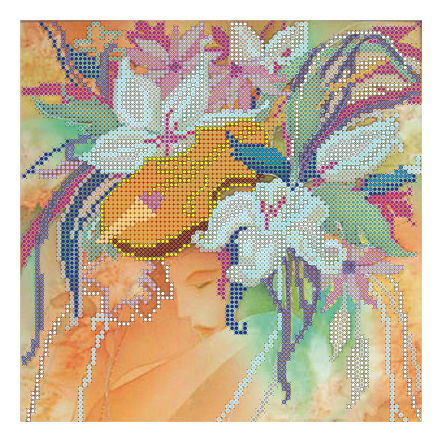Canvas for bead embroidery "Winter Girl" 7.9"x7.9" / 20.0x20.0 cm