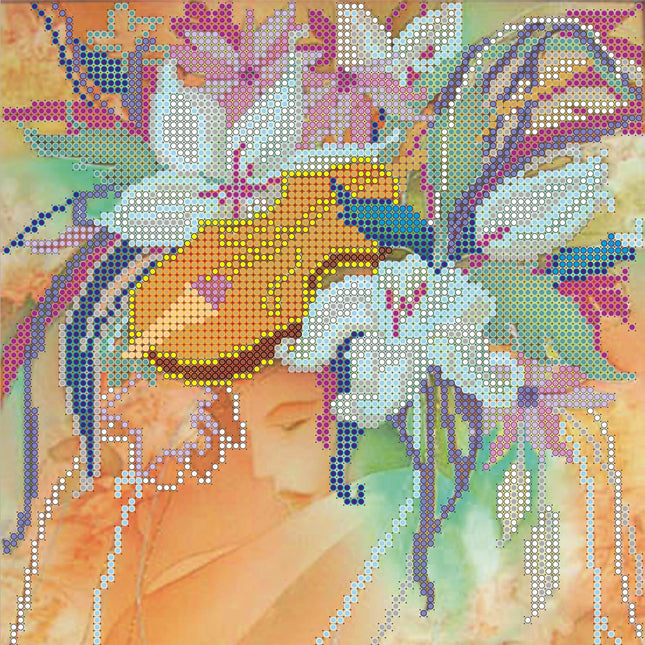 Canvas for bead embroidery "Winter Girl" 7.9"x7.9" / 20.0x20.0 cm