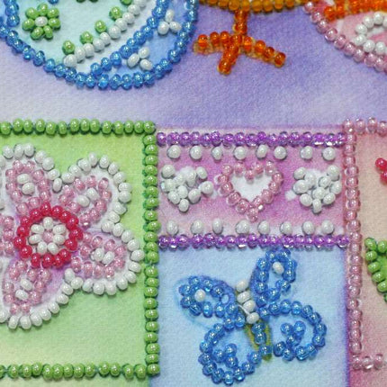 DIY Bead Embroidery Kit "Funny chickens"  5.9"x5.9" / 15.0x15.0 cm