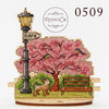 DIY Cross stitch kit on wood "Park" 4.1x4.3 in / 10.5x11.0 cm