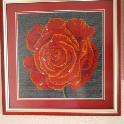 DIY Bead Embroidery Kit "Rose" 11.8"x11.8" / 30.0x30.0 cm