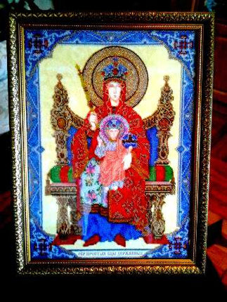 DIY Bead Embroidery Kit "Icon of the Mother of God «Reigning»" 12.6"x17.7" / 32.0x45.0 cm