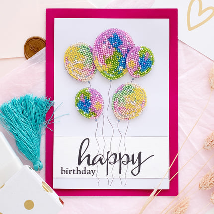 DIY kit postcard 3D for embroidery with beads "Making dreams come true!" 5.8"x8.3" / 14.8x21.0 cm