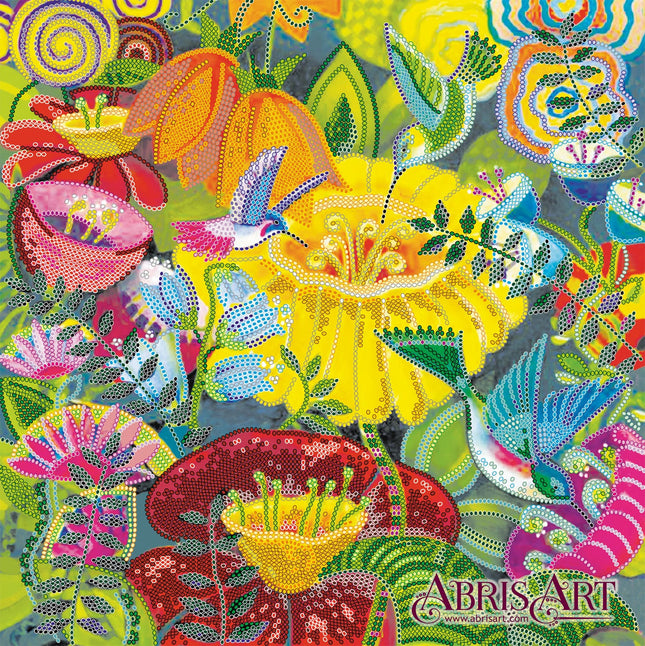 Canvas for bead embroidery "Tropical morning" 11.8"x11.8" / 30.0x30.0 cm