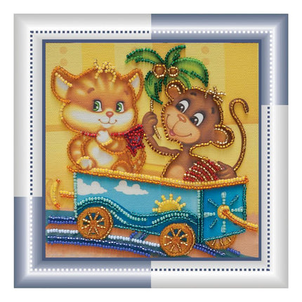 DIY Bead Embroidery Kit "Funny company"  5.9"x5.9" / 15.0x15.0 cm