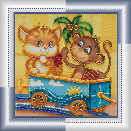 DIY Bead Embroidery Kit "Funny company"  5.9"x5.9" / 15.0x15.0 cm