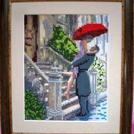 Canvas for bead embroidery "Date in the Rain" 7.9"x7.9" / 20.0x20.0 cm
