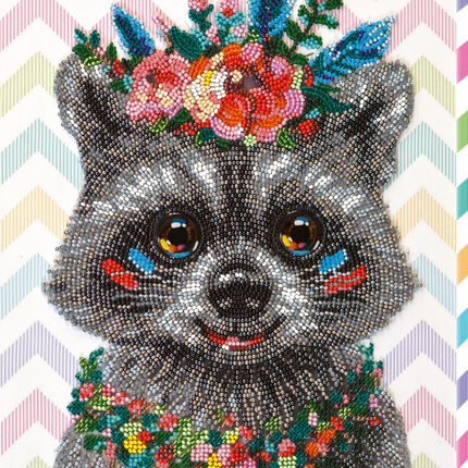 DIY Bead Embroidery Kit "Raccoon wanted" 9.1"x12.6" / 23.0x32.0 cm