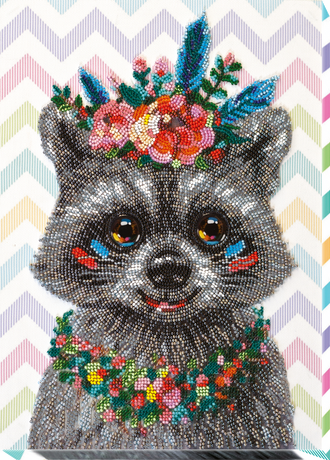 DIY Bead Embroidery Kit "Raccoon wanted" 9.1"x12.6" / 23.0x32.0 cm