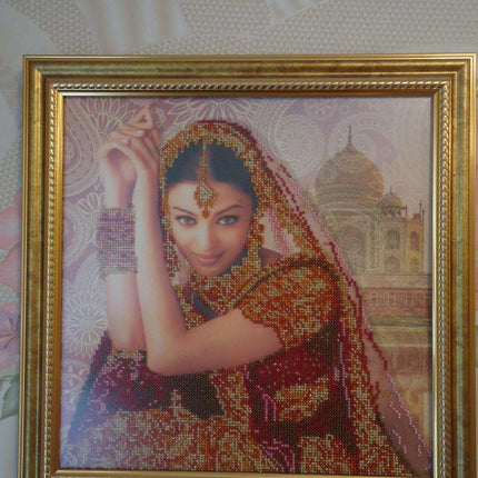 Canvas for bead embroidery "Flowers of India" 11.8"x11.8" / 30.0x30.0 cm