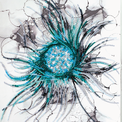 DIY Bead Embroidery Kit "Aquamarine" 11.0"x13.8" / 28.0x35.0 cm
