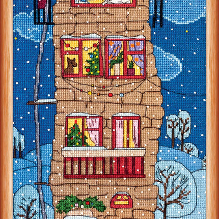 DIY Cross Stitch Kit "Winter house" 7.6"x15.0"