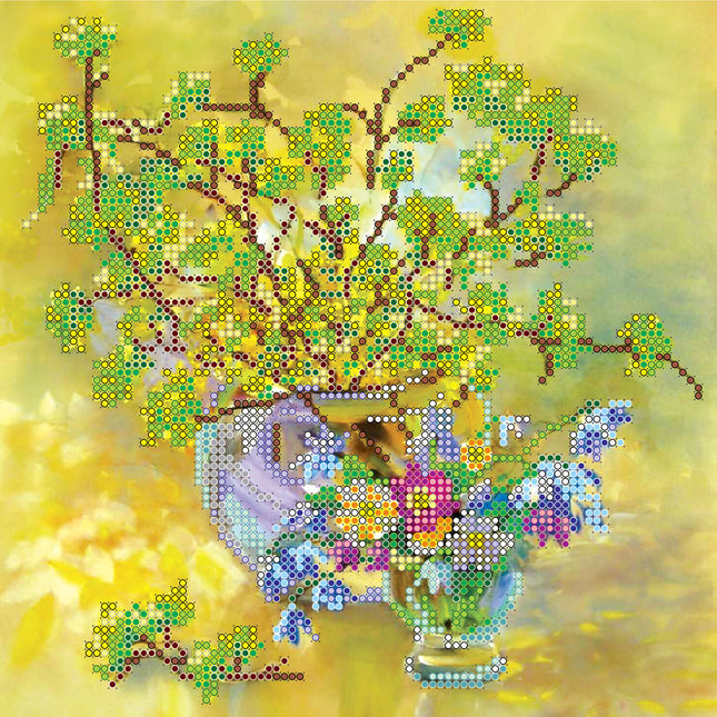 Canvas for bead embroidery "Spring Bouquet" 7.9"x7.9" / 20.0x20.0 cm