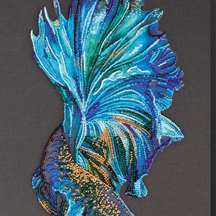 DIY Bead Embroidery Kit "Blue gold" 10.6"x15.4" / 27.0x39.0 cm