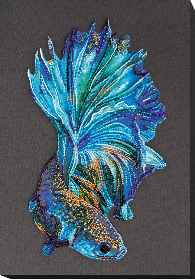 DIY Bead Embroidery Kit "Blue gold" 10.6"x15.4" / 27.0x39.0 cm