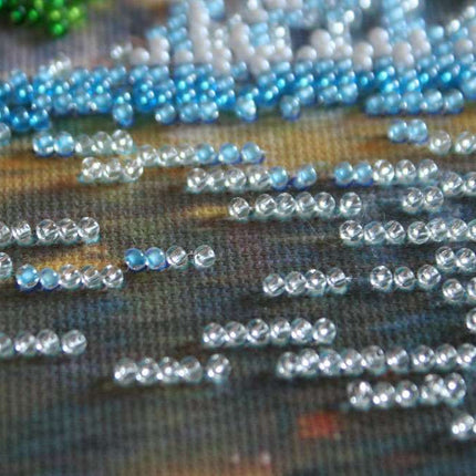 DIY Bead Embroidery Kit "At the waterfall"  5.9"x5.9" / 15.0x15.0 cm