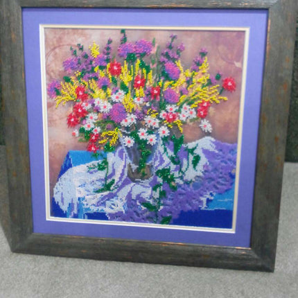 Canvas for bead embroidery "Meadow flowers-1" 11.8"x11.8" / 30.0x30.0 cm