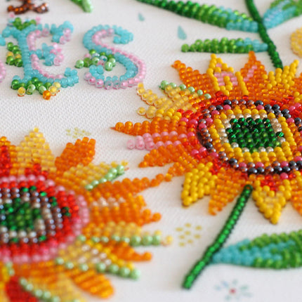 DIY Bead Embroidery Kit "Little suns" 10.2"x13.4" / 26.0x34.0 cm