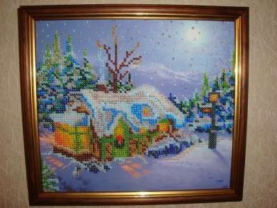 Canvas for bead embroidery "Christmas" 7.9"x7.1" / 20.0x18.0 cm