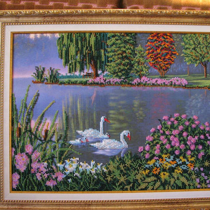 DIY Bead Embroidery Kit "Swang song" 16.9"x12.6" / 43.0x32.0 cm