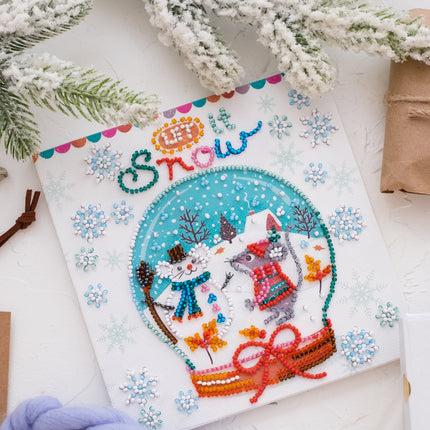 DIY Bead Embroidery Kit "Snowiness"  5.9"x5.9" / 15.0x15.0 cm