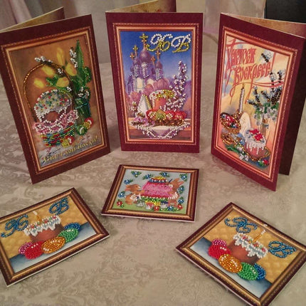 DIY Bead embroidery postcard kit "Easter – 9"