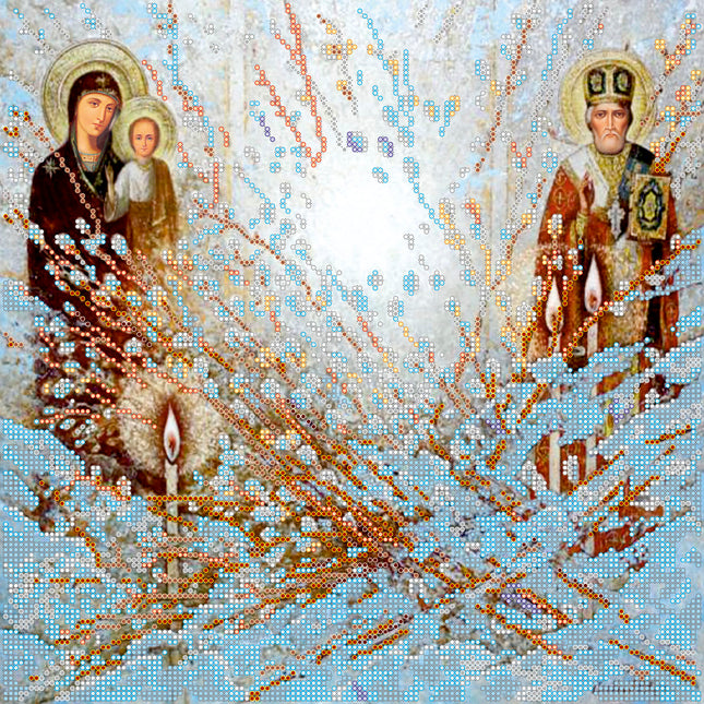 Canvas for bead embroidery "Meeting the Easter" 11.8"x11.8" / 30.0x30.0 cm