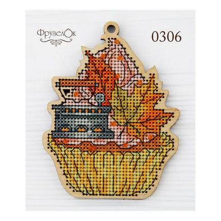 DIY Cross stitch kit on wood "Iron" 4.3x3.3 in / 11.0x8.5 cm