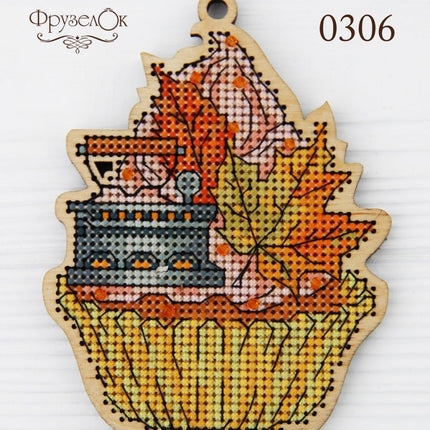 DIY Cross stitch kit on wood "Iron" 4.3x3.3 in / 11.0x8.5 cm