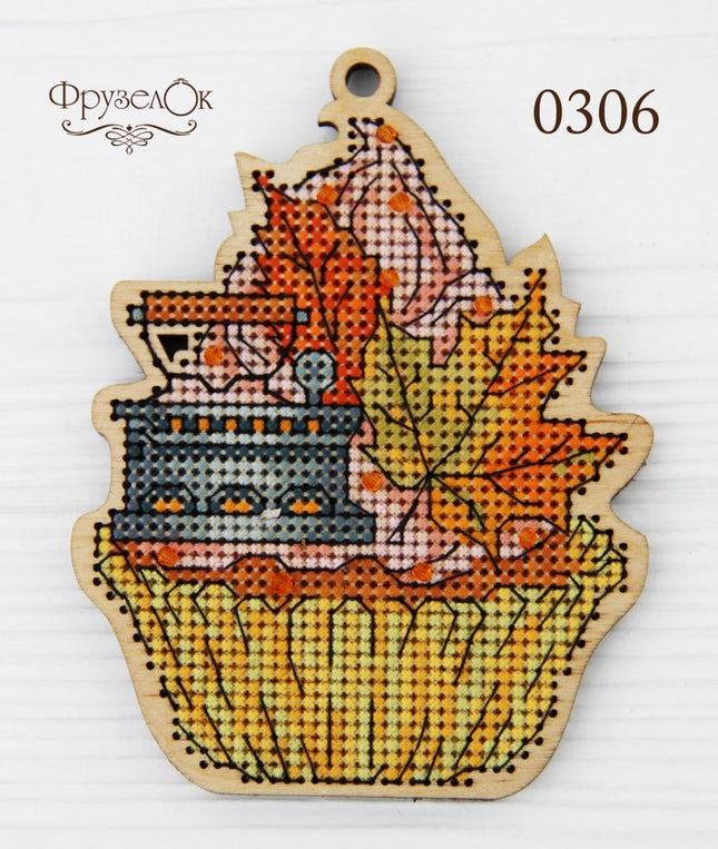 DIY Cross stitch kit on wood "Iron" 4.3x3.3 in / 11.0x8.5 cm