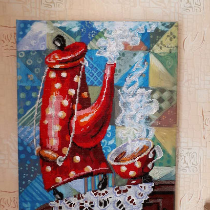 DIY Bead Embroidery Kit "Service with dots" 11.8"x15.7" / 30.0x40.0 cm