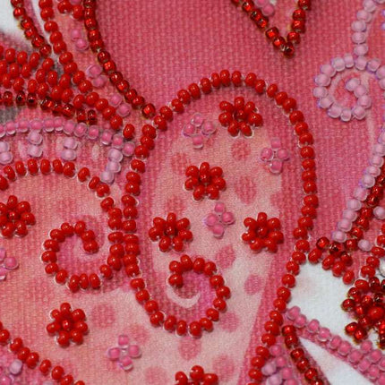 DIY Bead Embroidery Kit "Loving  hearts"  5.9"x5.9" / 15.0x15.0 cm
