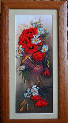 DIY Bead Embroidery Kit "Wild flowers" 6.7"x17.7" / 17.0x45.0 cm