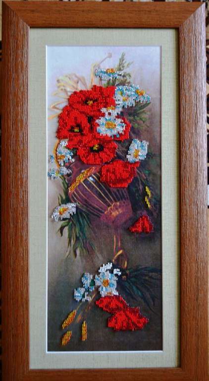DIY Bead Embroidery Kit "Wild flowers" 6.7"x17.7" / 17.0x45.0 cm