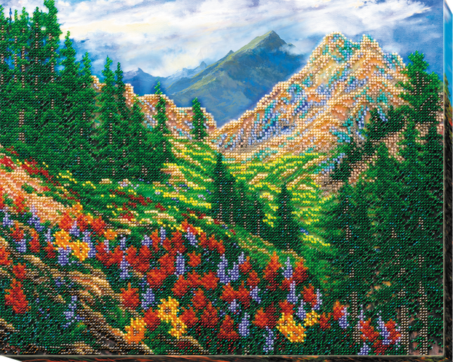 DIY Bead Embroidery Kit "Mountain landscape" 14.6"x11.8" / 37.0x30.0 cm