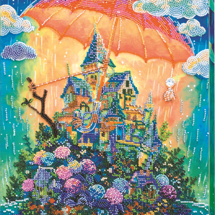 DIY Bead Embroidery Kit "Cozy little world" 11.0"x14.6" / 28.0x37.0 cm