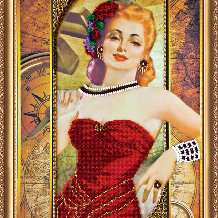 DIY Bead Embroidery Kit "Dolly" 11.8"x18.5" / 30.0x47.0 cm