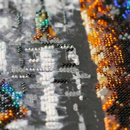 DIY Bead Embroidery Kit "Welcome moment" 11.0"x14.6" / 28.0x37.0 cm