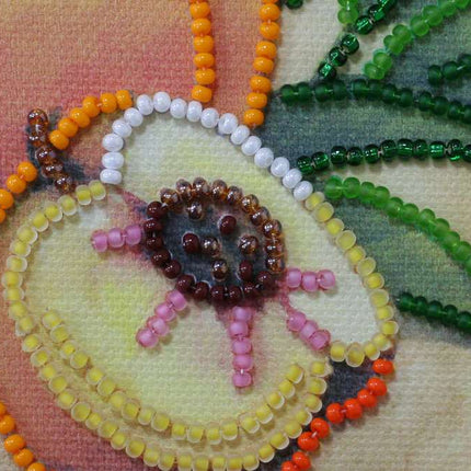 DIY Bead Embroidery Kit "Sunny peaches"  5.9"x5.9" / 15.0x15.0 cm