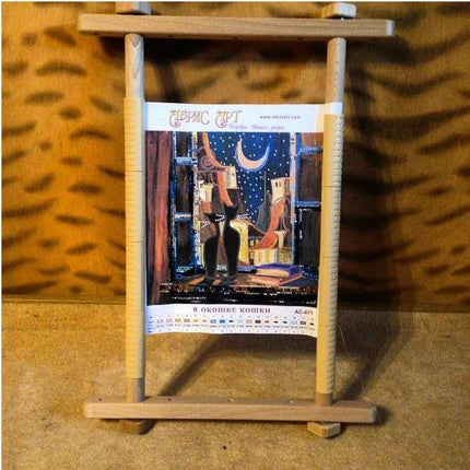Canvas for bead embroidery "Cats at window" 7.9"x7.9" / 20.0x20.0 cm