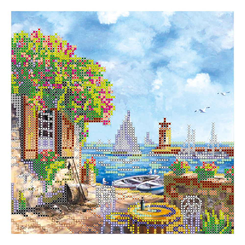 Canvas for bead embroidery "On Shore" 7.9"x7.9" / 20.0x20.0 cm