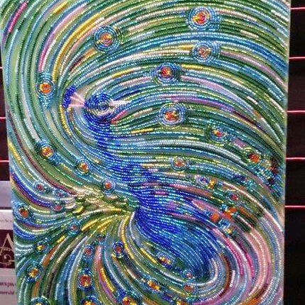 DIY Bead Embroidery Kit "Emerald whirlpool" 11.0"x13.8" / 28.0x35.0 cm