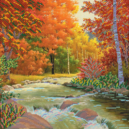 Canvas for bead embroidery "Gold Autumn" 11.8"x11.8" / 30.0x30.0 cm