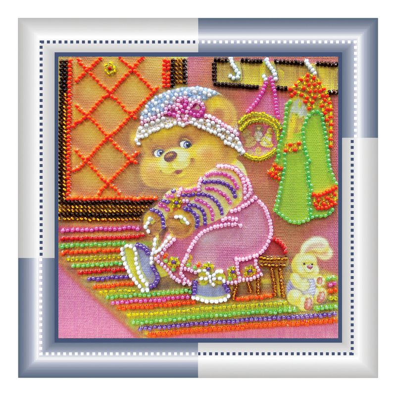 DIY Bead Embroidery Kit "On a walk"  5.9"x5.9" / 15.0x15.0 cm