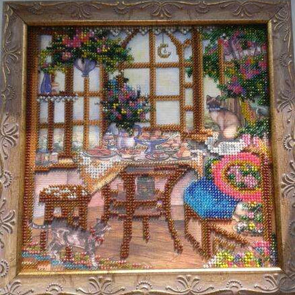 Canvas for bead embroidery "In the Sun Room" 7.9"x7.9" / 20.0x20.0 cm