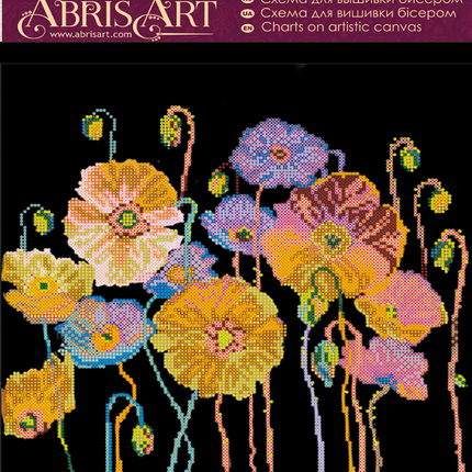 Canvas for bead embroidery "Bright colors" 11.8"x11.8" / 30.0x30.0 cm