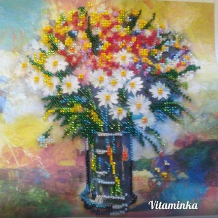 Canvas for bead embroidery "Floral Cocktail" 7.9"x7.9" / 20.0x20.0 cm